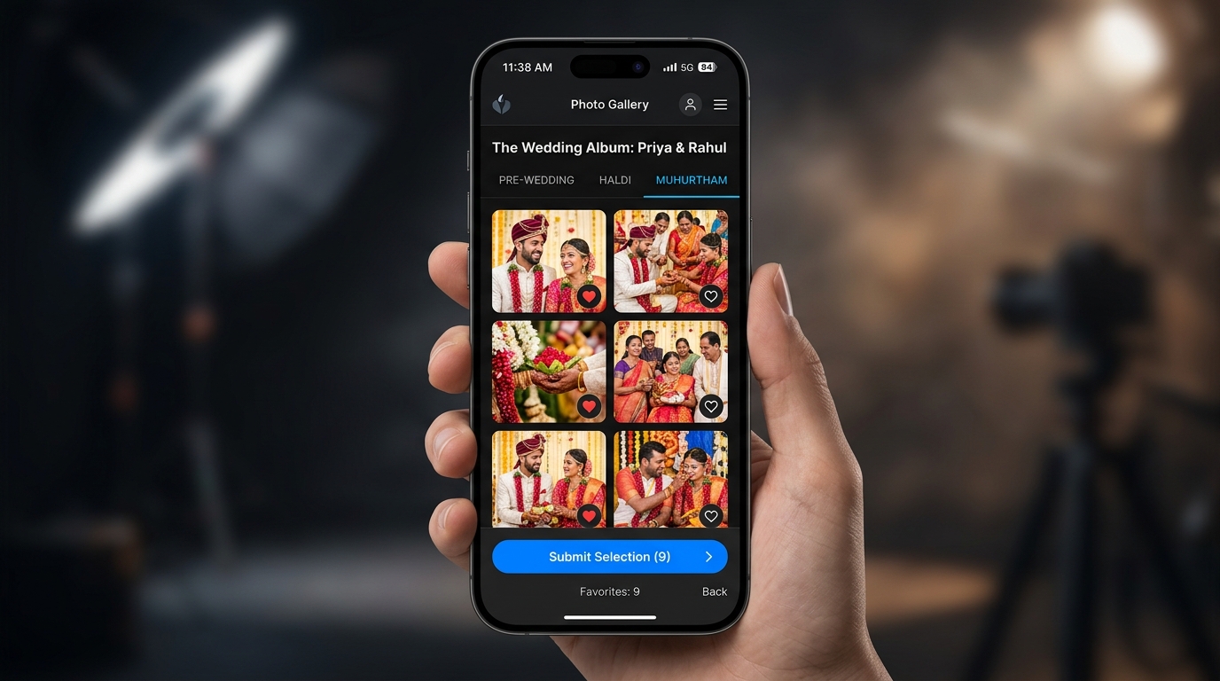 Mobile friendly client selection gallery for wedding photographers