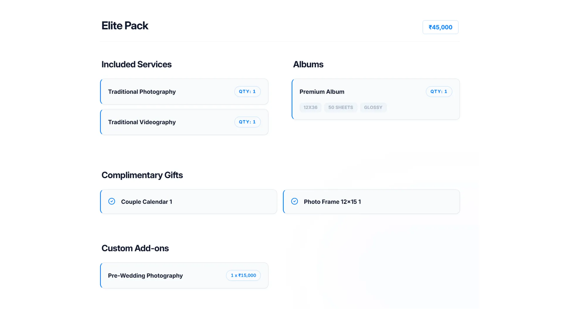 Detailed Services and Package Breakdown