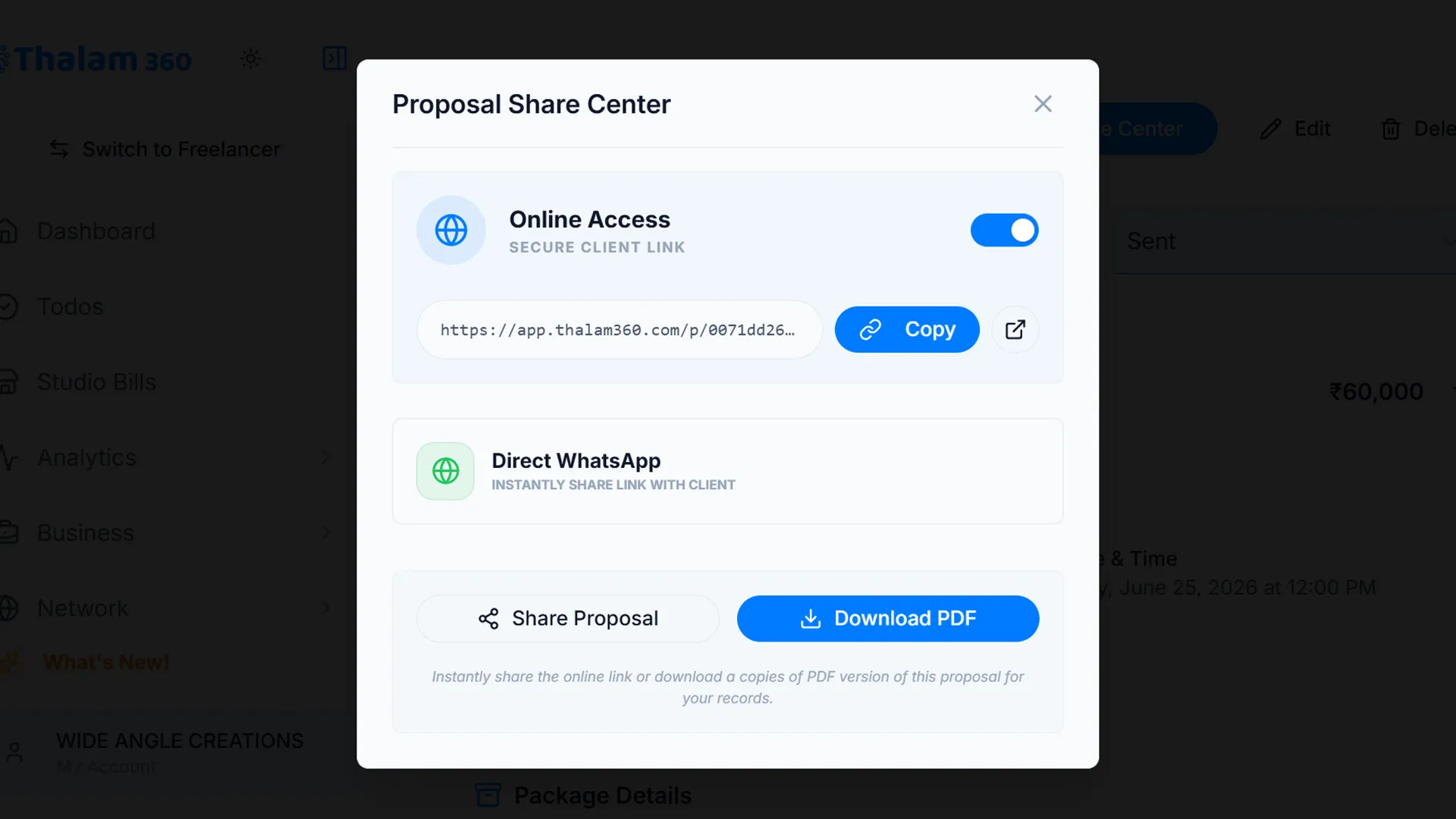 Step 4: Sharing the Proposal on WhatsApp
